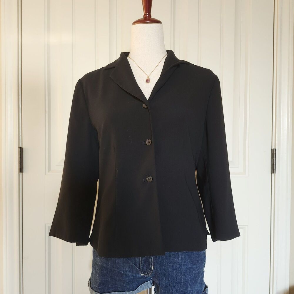 George Black Lined Blazer Button Collared Women's Size M